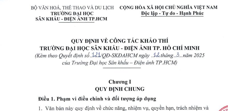 Quy định về công tác khảo thí